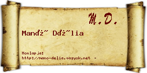 Manó Délia névjegykártya